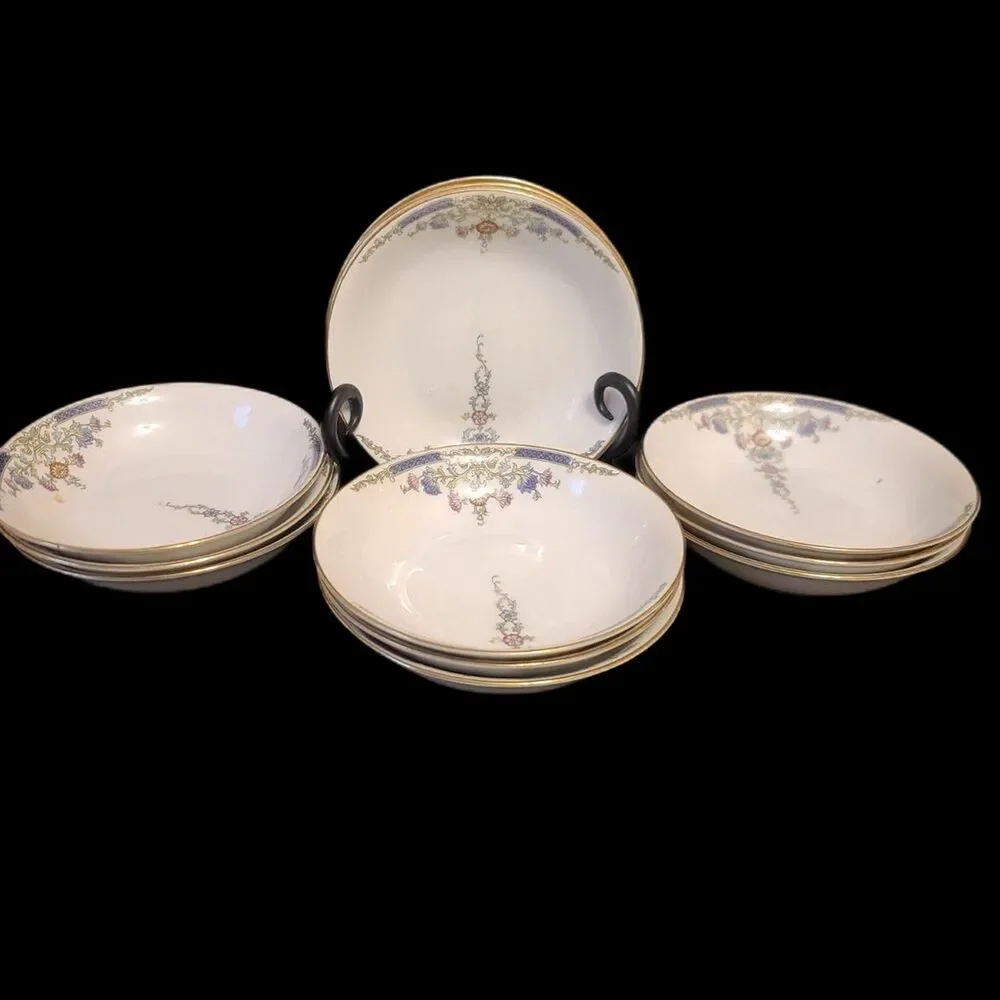 Royal Bavarian Hutschenreuther Selb Bavaria Fruit Bowls Floral & Swag Gold Rim